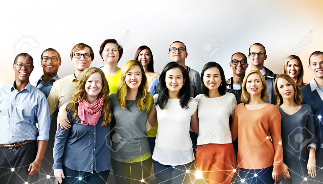 Group of cheerful diverse people