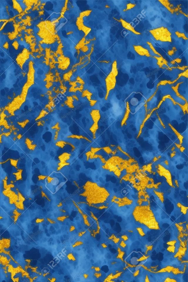 青と金の大理石のテクスチャの背景