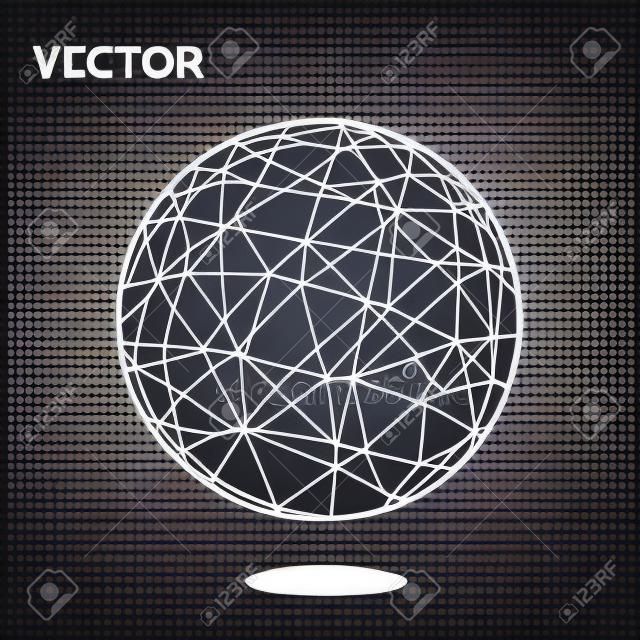 Illustration du Réseau mondial Wireframe Globe boule avec des points de connexion vecteur de fond. Connexion Technologie Vector Concept Illustration