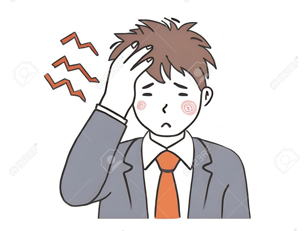 Headache, illustration of a businessman