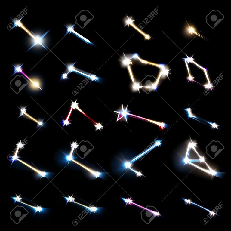 Tierkreiszeichen der schönen hellen Sternen am nächtlichen Himmel Hintergrund