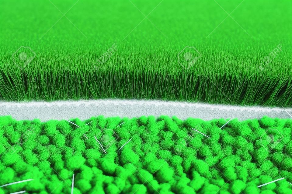 hierba sintética aplicada sobre grava cementada