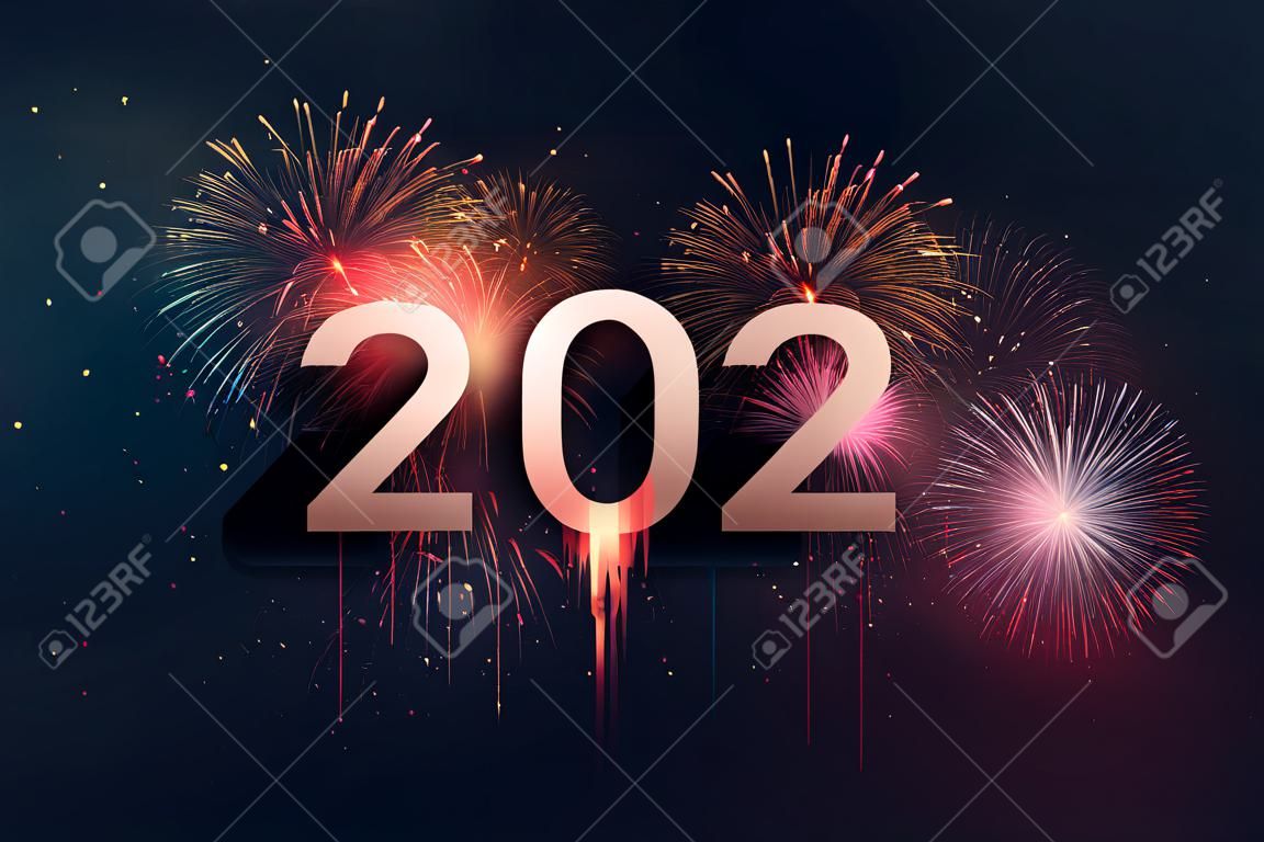 Fond De Célébration De Fête Du Nouvel An 2024 Avec Vecteur De Décoration De  Feu D'artifice