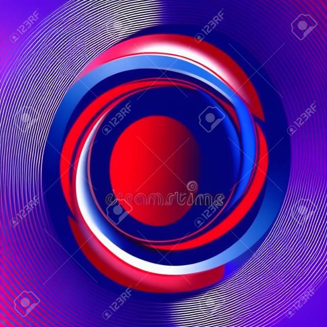 赤と青の反対協力抽象的な記号です。回転ぼかし運動。陰陽形看板ロゴ デザイン ベクトル図です。