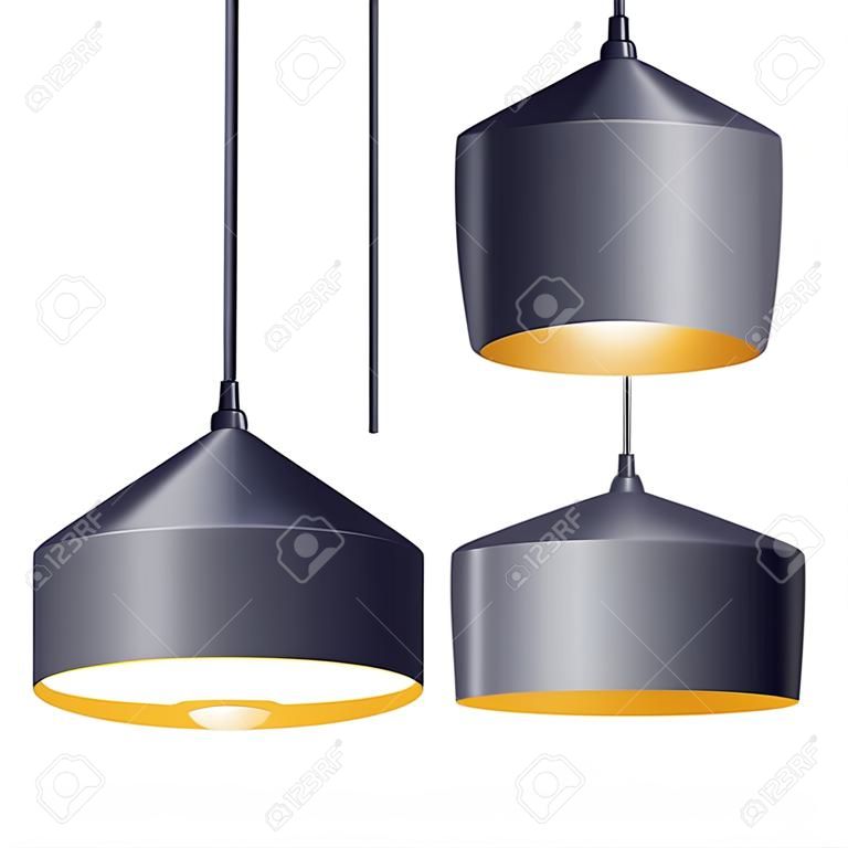 Hanglamp lampen set vector illustratie. Home interieur decoratie.