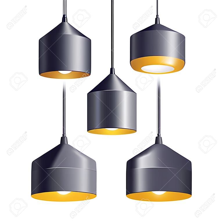 Hanglamp lampen set vector illustratie. Home interieur decoratie.