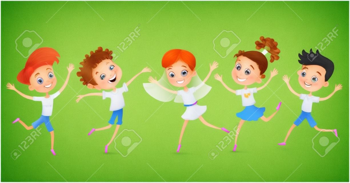 collection of happy children in different positions