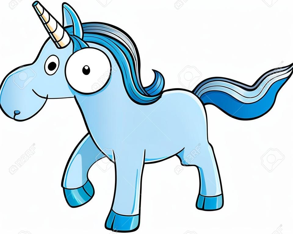 Goofy Unicornio Azul Ilustración Vector