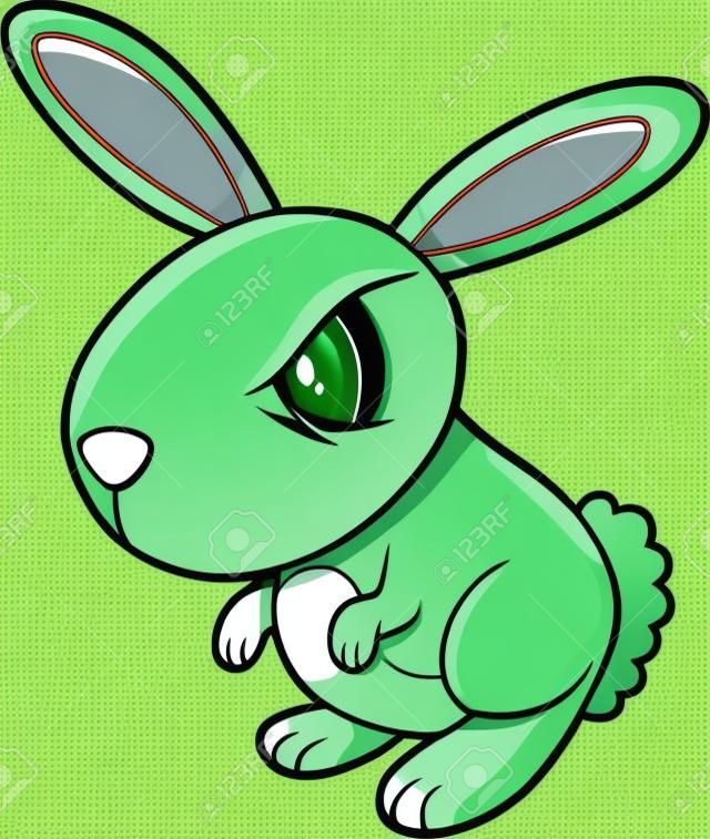 有毒憤怒的綠色兔子兔動物矢量插畫藝術