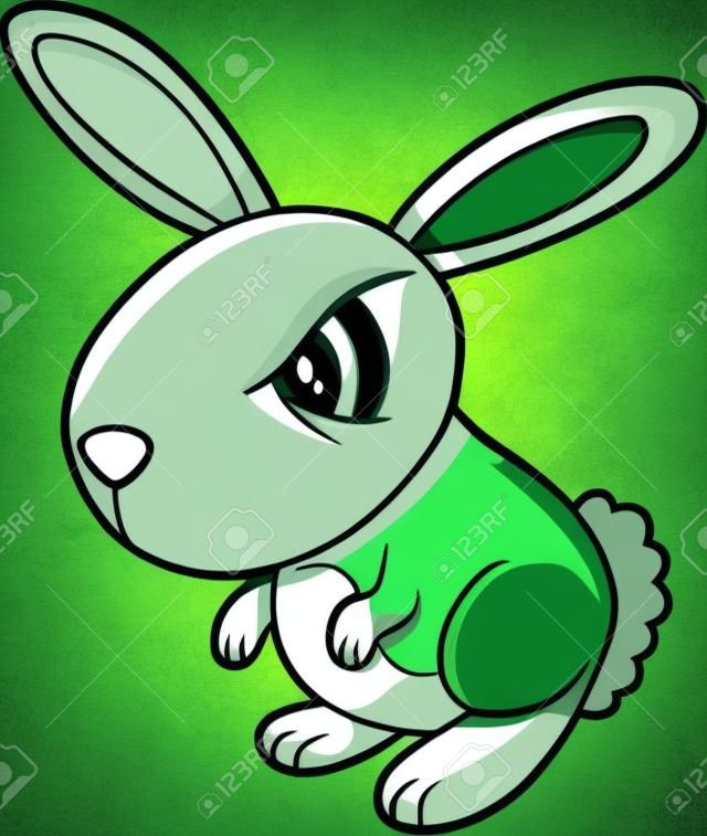 有毒憤怒的綠色兔子兔動物矢量插畫藝術