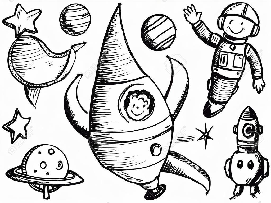 Outer Space Doodle Sketch Set