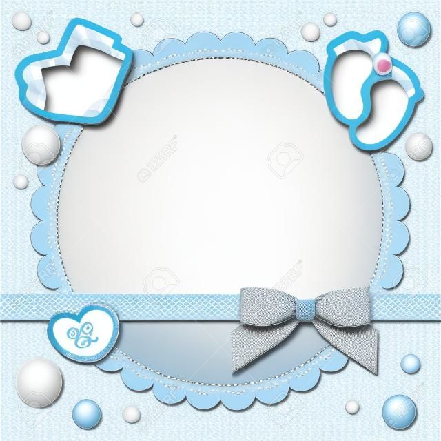 baby frame with blue bow and stickers
