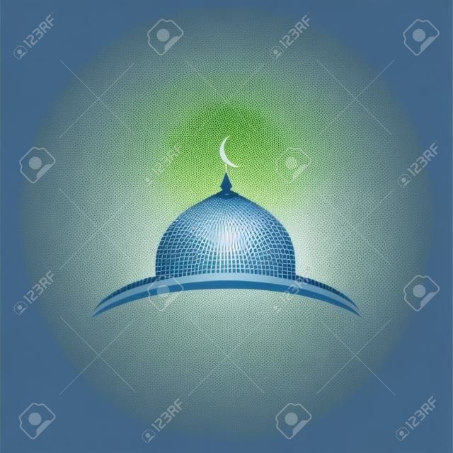 Naturaleza de símbolo de vector de plantilla de logotipo de mezquita