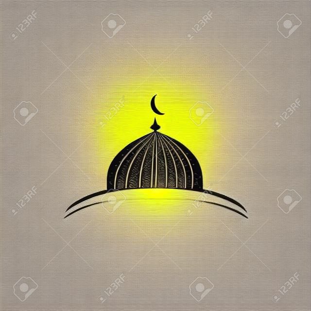 Naturaleza de símbolo de vector de plantilla de logotipo de mezquita