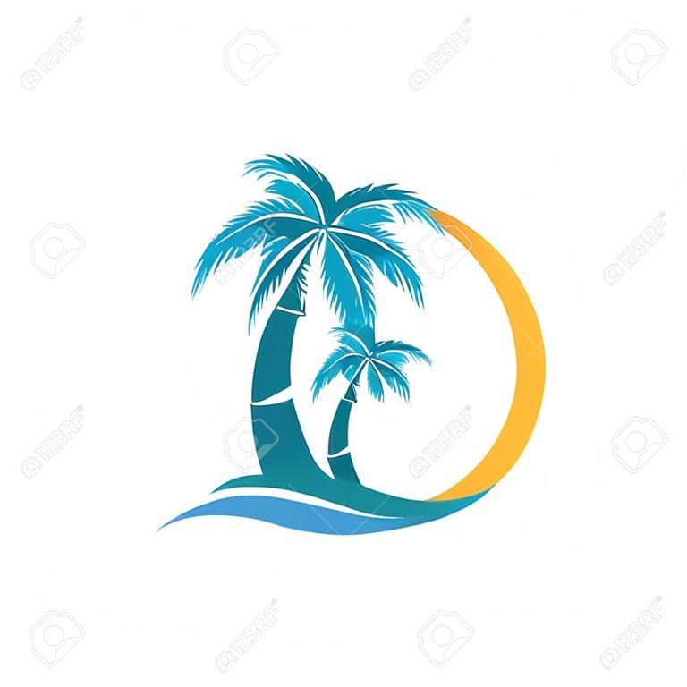 Palm boom zomer logo sjabloon vector illustratie