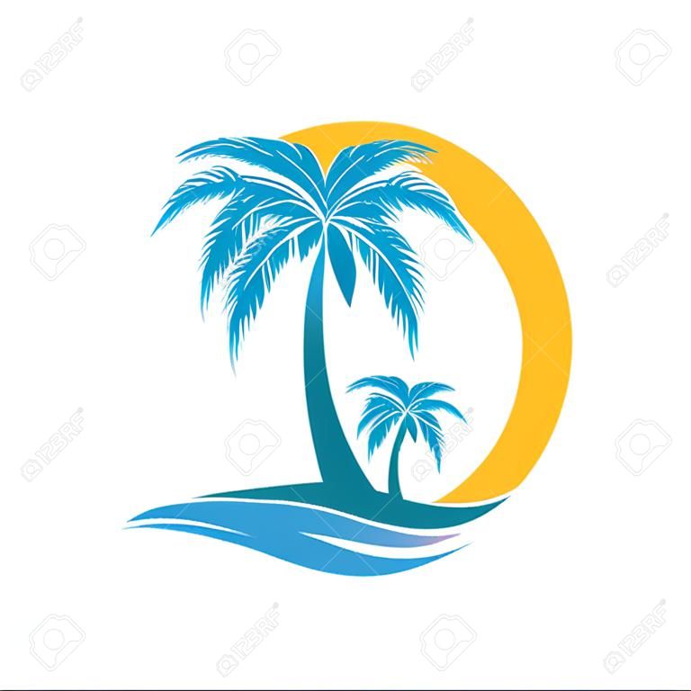 Palm boom zomer logo sjabloon vector illustratie