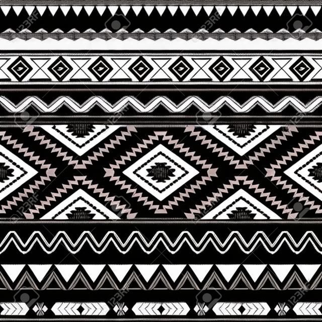 부족 원활한 패턴, 아즈텍 검은 색과 흰색 배경