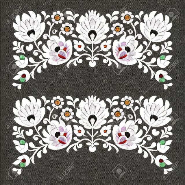 波兰花卉民间刺绣图案的卡