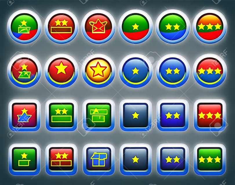 Easy, medium, hard level with stars icons set