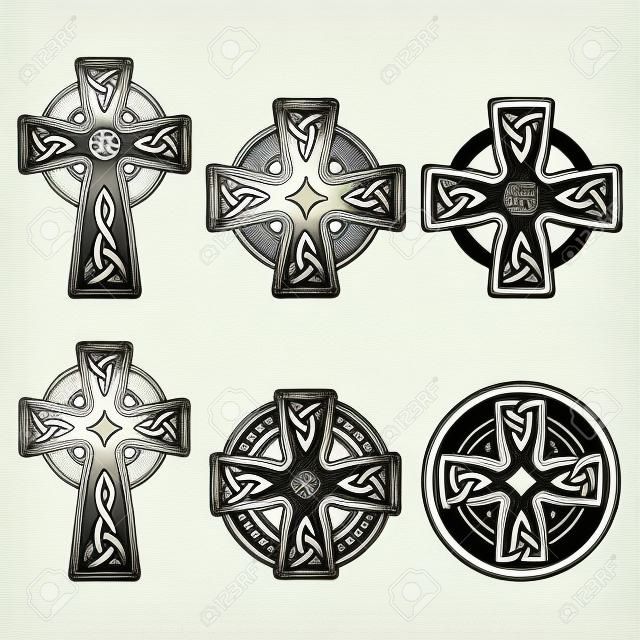 在白色的矢量標誌愛爾蘭，蘇格蘭凱爾特十字架