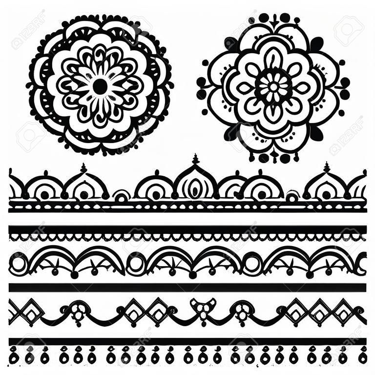 一時的な刺青、インドのヘナの入れ墨のシームレス パターン