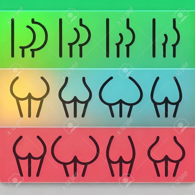 Different bum sizes icons - large, flat, big, small