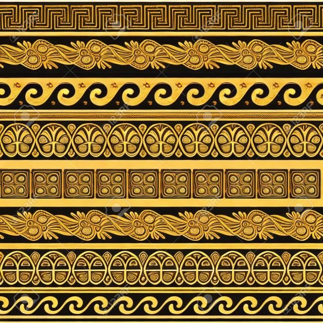 Antike griechische Muster - nahtlose Reihe von antiken Grenzen von Griechenland