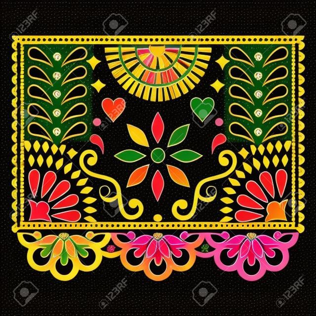 Mexican paper decorations - Papel Picado vector design, traditional fiesta banner inspired by garlands in Mexico