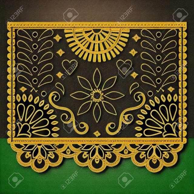 Mexican paper decorations - Papel Picado vector design, traditional fiesta banner inspired by garlands in Mexico