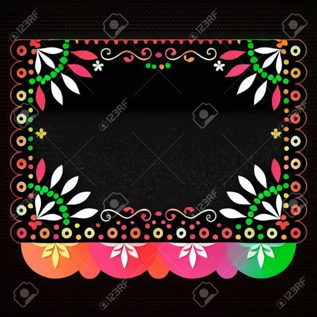 Papel Picado floral design template with abstract shapes, vector illustration
