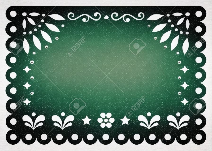 Papel Picado template design with flowers and geometric shapes - greeting card or invitation