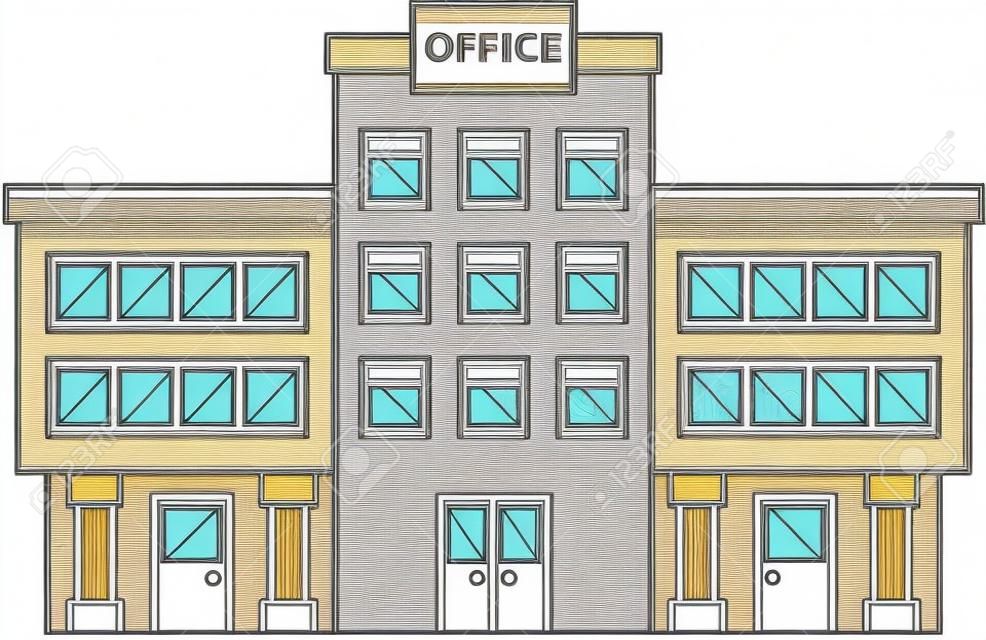 Office building Doodle Illustration cartoon