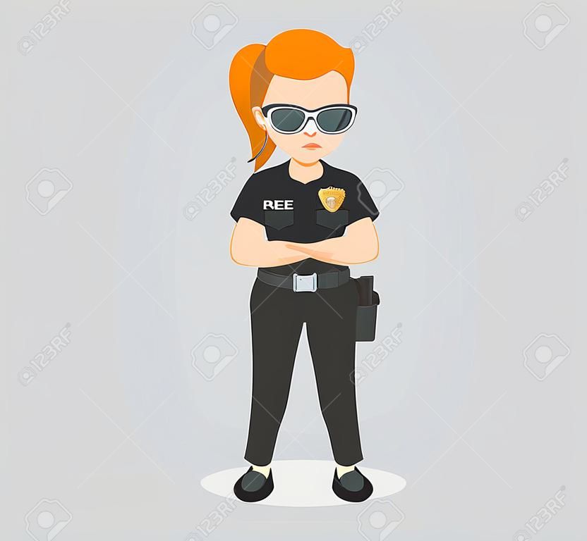 security guard woman standing pose