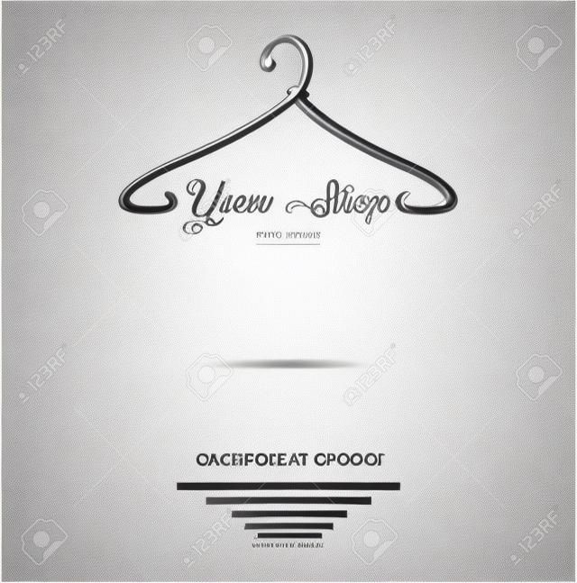 Logotipo de la tienda de moda - Diseño del conjunto vectorial del logotipo del colgador de ropa. la ilustración de un diseño de logotipo minimalista se puede utilizar para productos de ropa de mujer, símbolos, tienda en línea, boutique