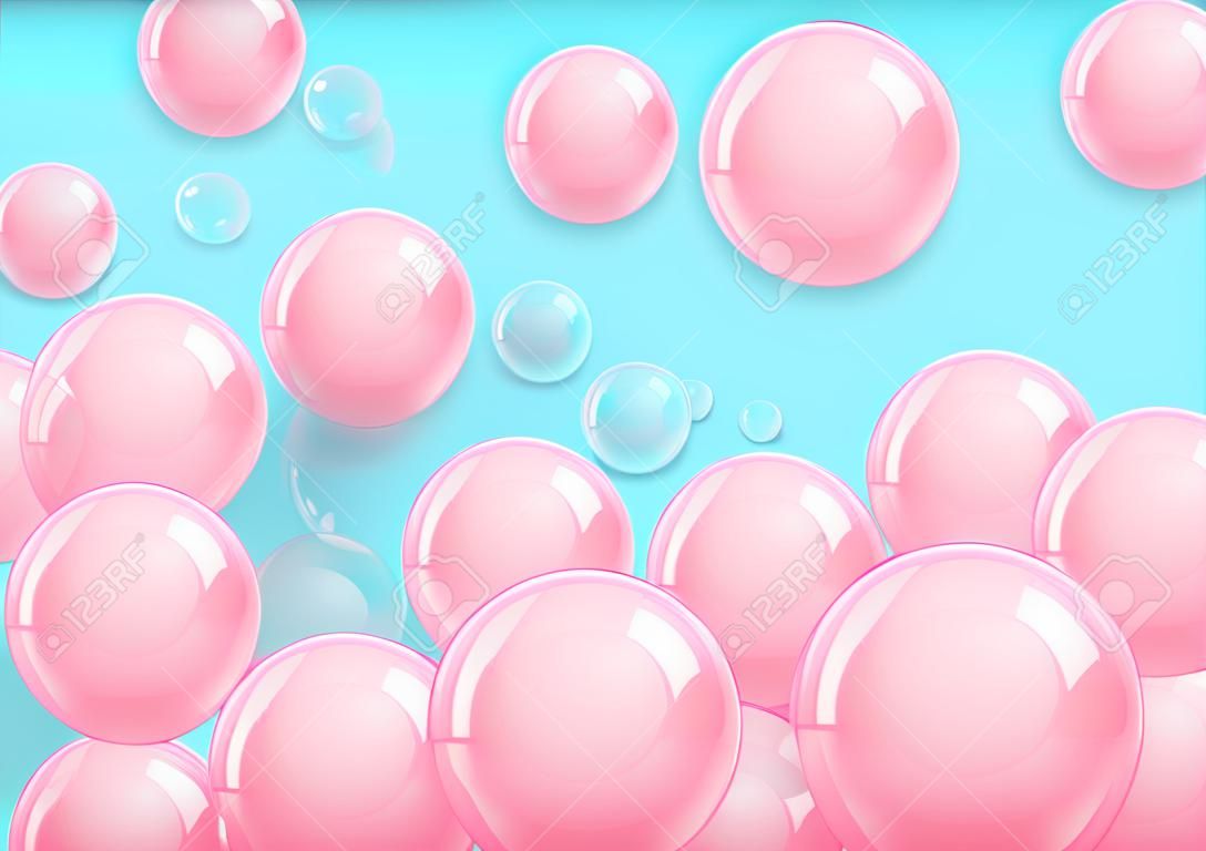 background with pink bubble gum illustration