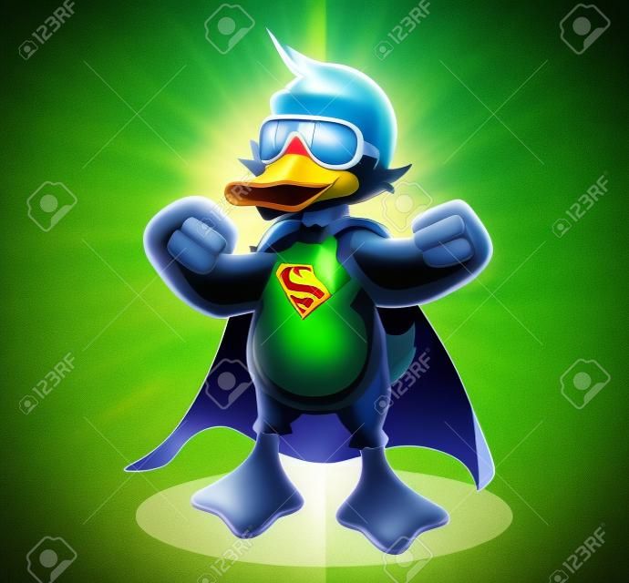 super duck showing his skiny wings act like superhero