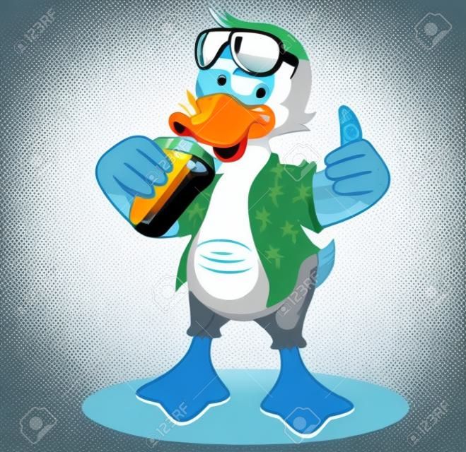 duck drinking soda thumb up cartoon cool vectors