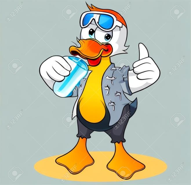 duck drinking soda thumb up cartoon cool vectors