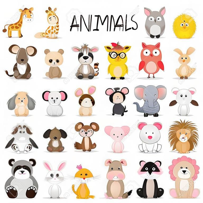 Set of Cute Animals on a white background