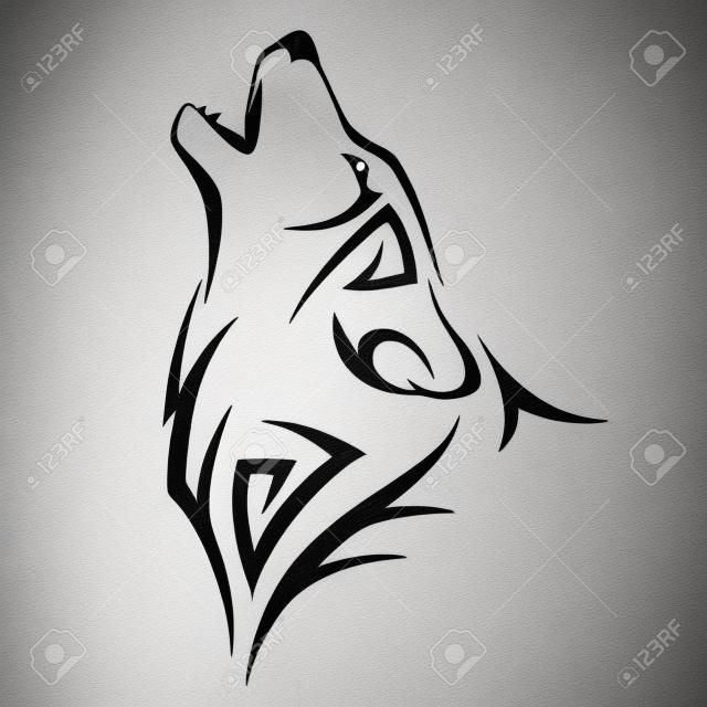 Howl wolf tattoo Tribal Design illustration