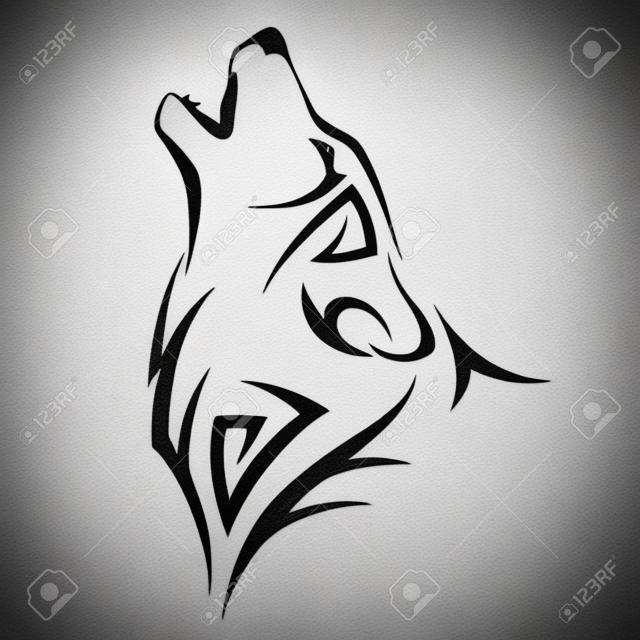 Howl lupo tatuaggio tribale design illustrazione