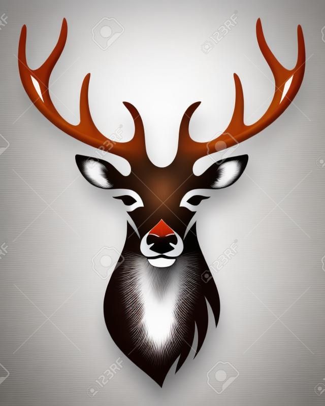 Stylized deer head isolated on white background