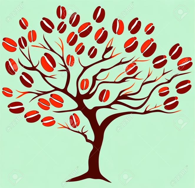 vector illustration of a coffee tree with beans