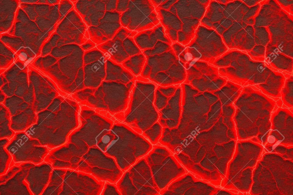 Hitze rot geknackt Boden Textur nach Vulkanausbruch