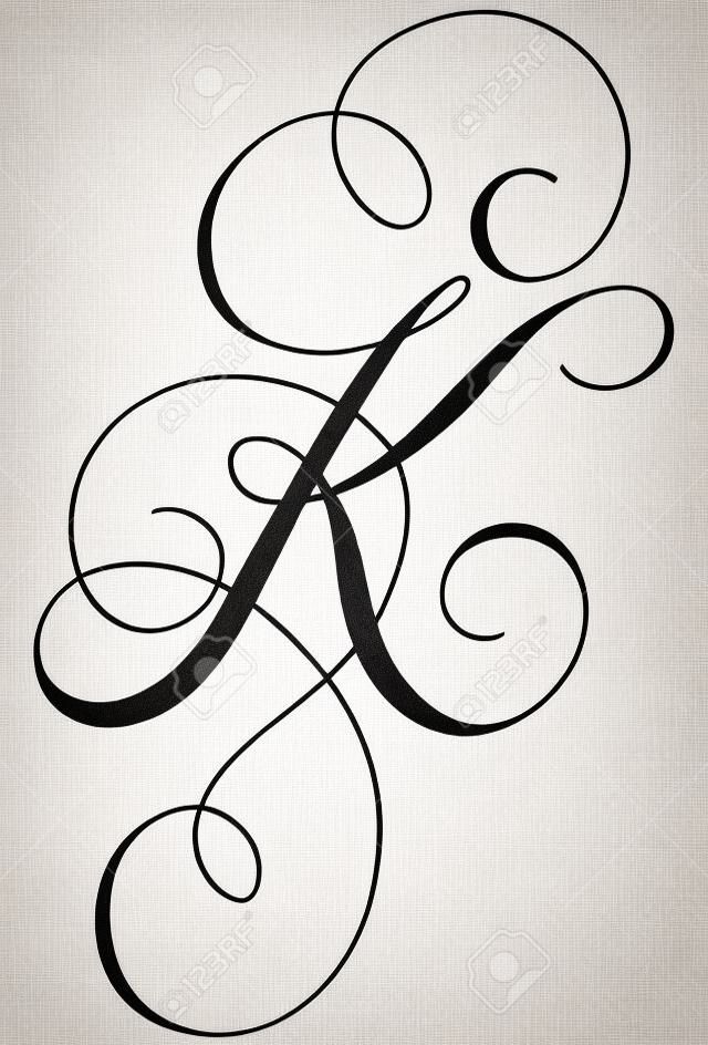 Calligraphy alphabet letter K