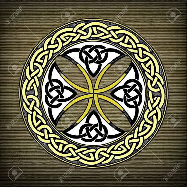 Vector celtic cross. Ethnic ornament. Geometric design