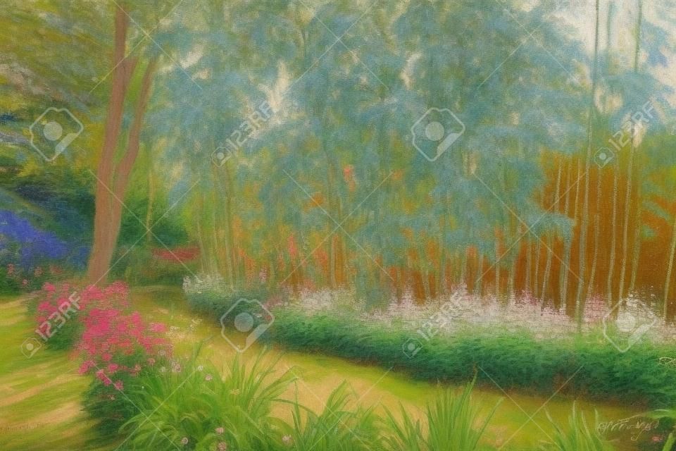 Landschaftsblick auf den schönen Garten von Claud Monets, berühmter französischer impressionistischer Maler in der Stadt Giverny in Frankreich