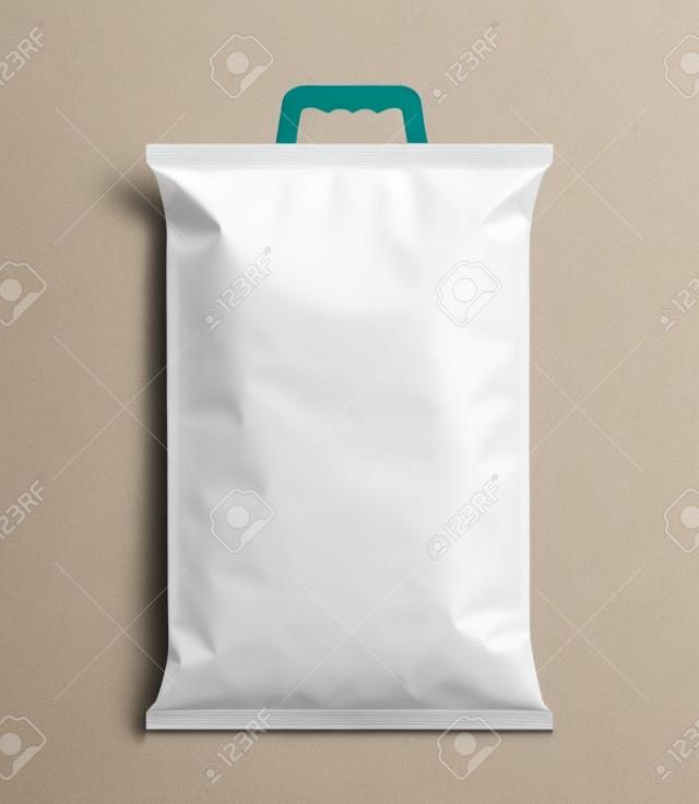 Rice Packaging. Sugar Mockup. Blank Packet of Rice, Rice Bag with Handle