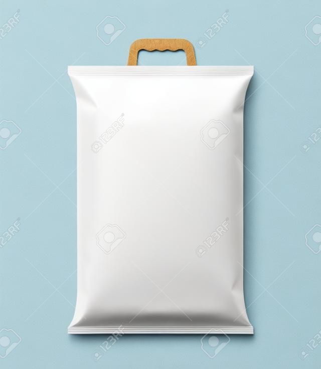 Emballage de riz. Maquette de sucre. Paquet vierge de riz, sac de riz avec poignée