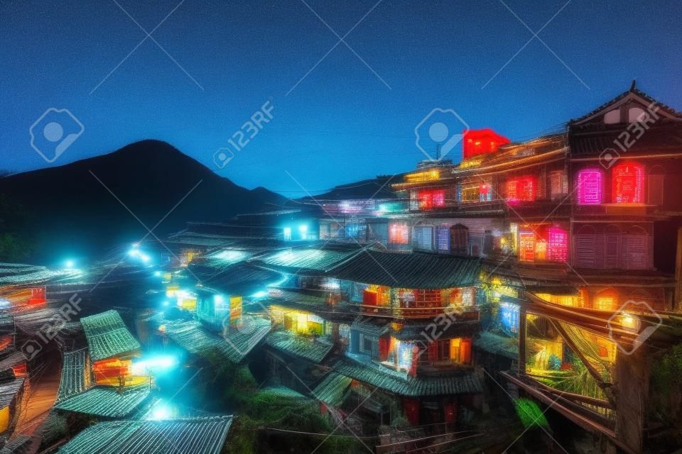 noite, cena, de, Jioufen, vila, taipei, taiwan